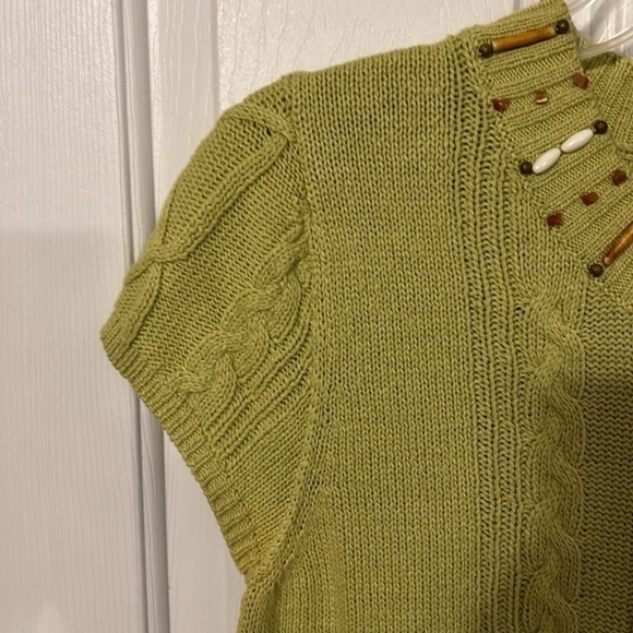 Adrienne Vittadini green sweater, pullover, round drew neck, cap sleeves Size L - Picture 7 of 11